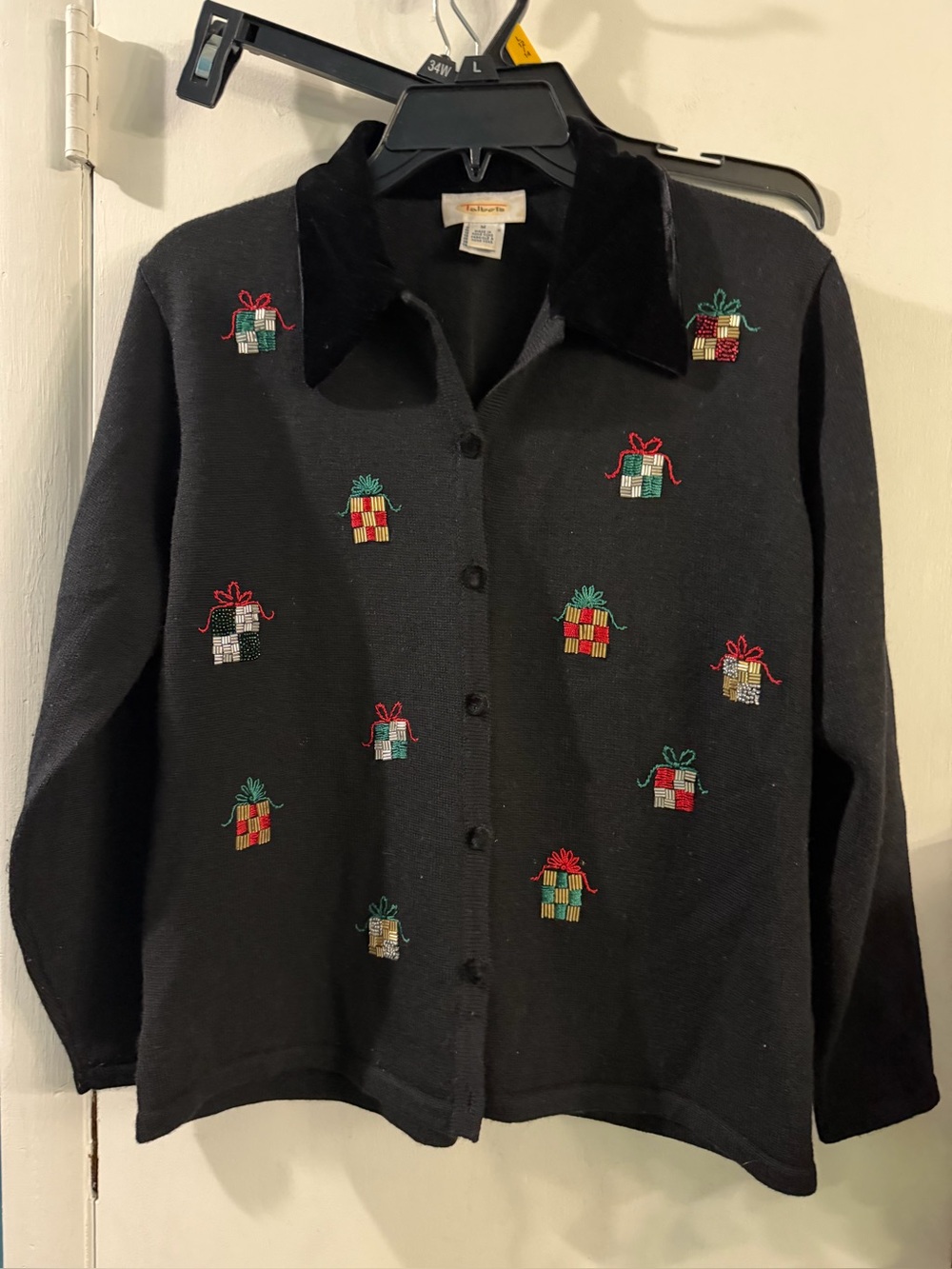 Vintage Talbots Beaded Christmas Sweater Size Medium